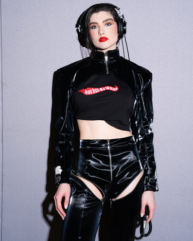 Calça Vinil Flare Zíper